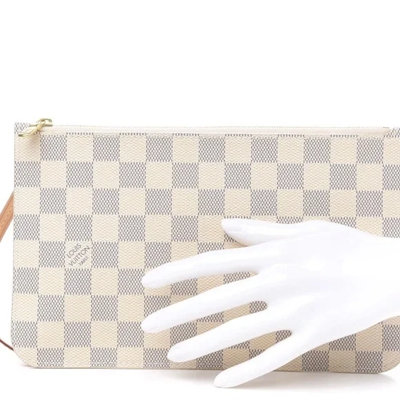 Auth NEW Louis Vuitton Azur neverfull wristlet GM beige interior - Picture 7 of 8